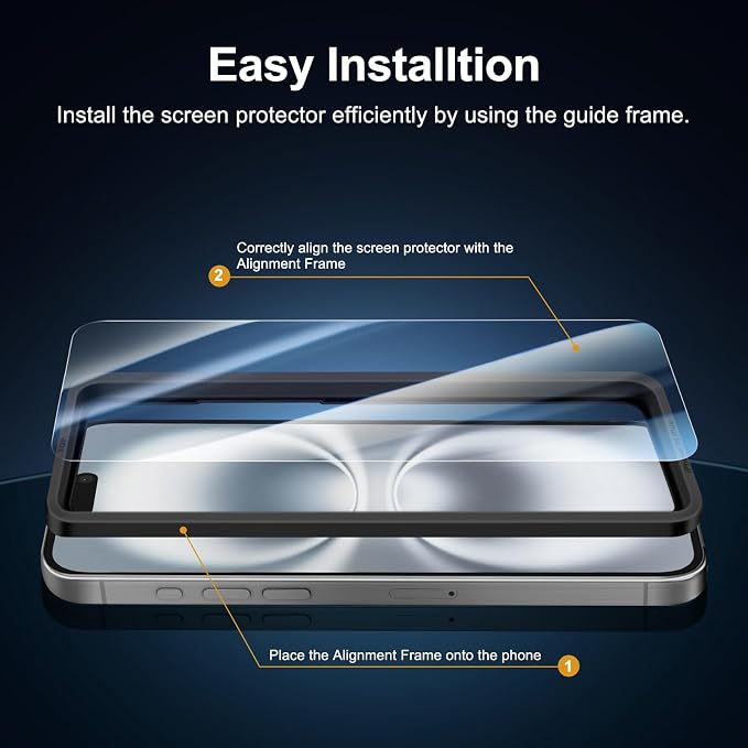 NEW'C 3x for iPhone 16 Plus Screen Protector (6.7 inches)+ 3x Camera Lens Protector, Sensor Protection, Case Friendly Tempered Glass Film + Dust Plug- Easy installation tool include - Image 3