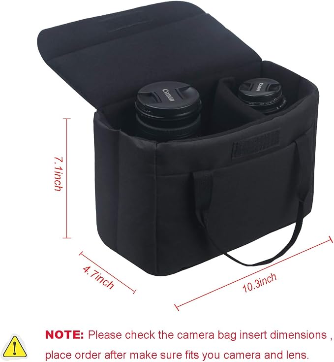 Camera Inserts Lens Padded Insert Liner DSLR SLR Protective Bag Camera Cube Roomy Case Waterproof Foldable pouch for Camera Lens Accessories Sony Canon Nikon Olympus (Black) - Image 6