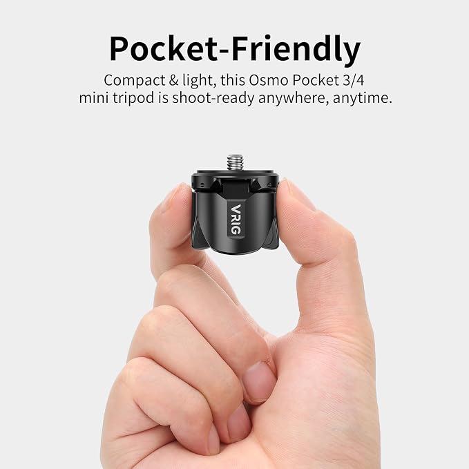 VRIG Magnetic Mini Tripod for DJI OSMO Pocket 4P/4/3 & Insta360 Luna Ultra | Auto-Deploy Aluminum Small Desktop Camera Stand with 1/4" Screw for Insta360 X6/X5/X4,Travel Vlog Action Camera Accessories - Image 7