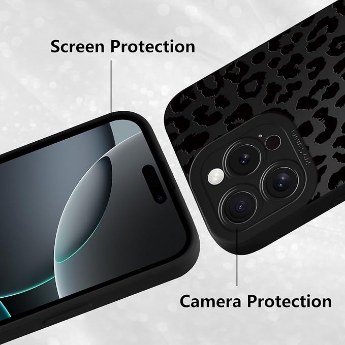 Cute Black Cheetah Print Phone Case for iPhone 16 Pro 6.3" | Aesthetic Leopard Pattern Design Cover Full Camera Lens Protective Shockproof Soft Slim TPU Funda for Men Women Girls - Image 5