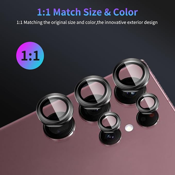 Camera Lens Protector for Samsung Galaxy S22 Ultra,1 Pack | Tempered Metal Glass Camera Cover Film,HD Clear,Anti-Scratch Lens Screen Protector Film,Case Friendly,Black Titanium - Image 5