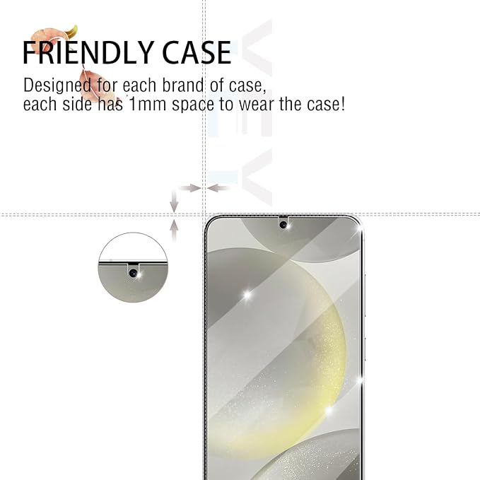 Galaxy S24 Screen Protector + Camera Lens Protector, [2 +2 Pack] [Ultrasonic Fingerprint Unlock] [Case Friendly] Full Coverage Tempered Glass Screen Protector For Samsung Galaxy S24 - Image 5