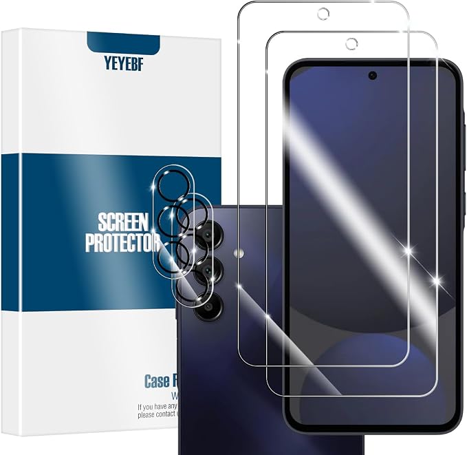 Galaxy S24 FE Tempered Glass Screen & Lens Protector 2+2 Pack HD Clear | [Ultrasonic Fingerprint Unlock] [Case Friendly] [Bubble-Free] by YEYEBF