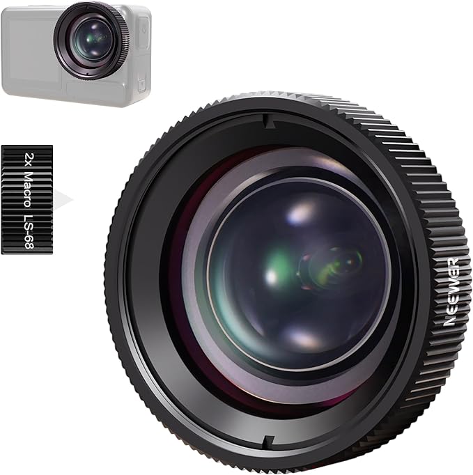 NEEWER Macro Lens Compatible with DJI Osmo Nano/Action 5 Pro/Action 4 | 2X Magnification, 2 Elements in 1 Group, 3-4cm Focal Distance, Close Up Photography Accessories, Not Waterproof, LS-68 by Neewer