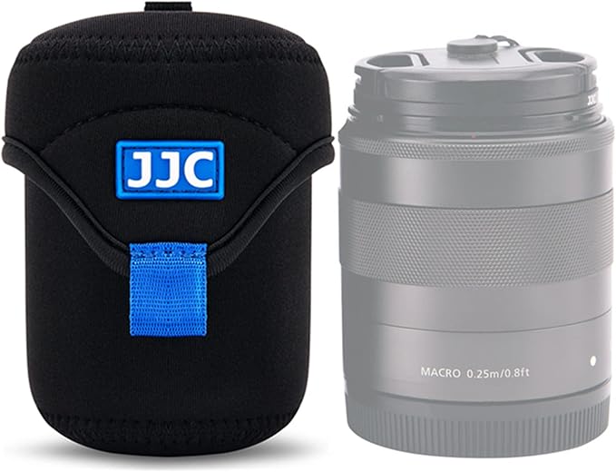 JJC Durable Mirrorless Camera Lens Case Protective Case Bag Backpack for Canon RF 50mm F1.8 EF-M 15-45mm F3.5-6.3 Sony 24mm F2.8 35mm F1.8 Fuji XF 35mm F2 and other Lens below 2.56" X 3.07"(D x L) by JJC