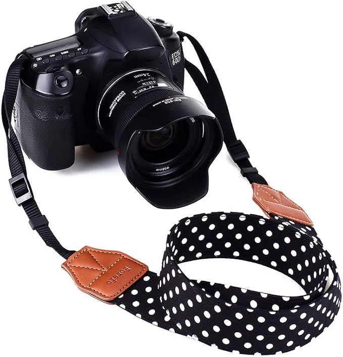 Camera Strap Women Camera Neck Strap Shoulder Belt Strap for Compact Digital Camera, Mirrorless Camera, Small DSLR Camera, Instant Camera(Black Dot) - Image 3