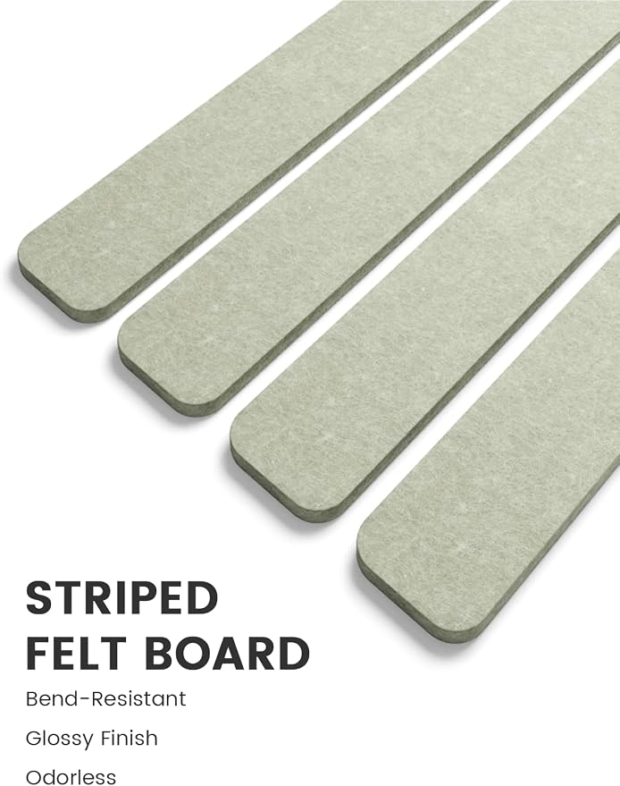 Fluxynara 13" x 2" Felt Wall Panels, Sage | 8-Pack Includes 50 Push Pins and Adhesive Tabs for Photos, Notes and Decor in Bedroom Doors, Home Office or Studios - Image 5