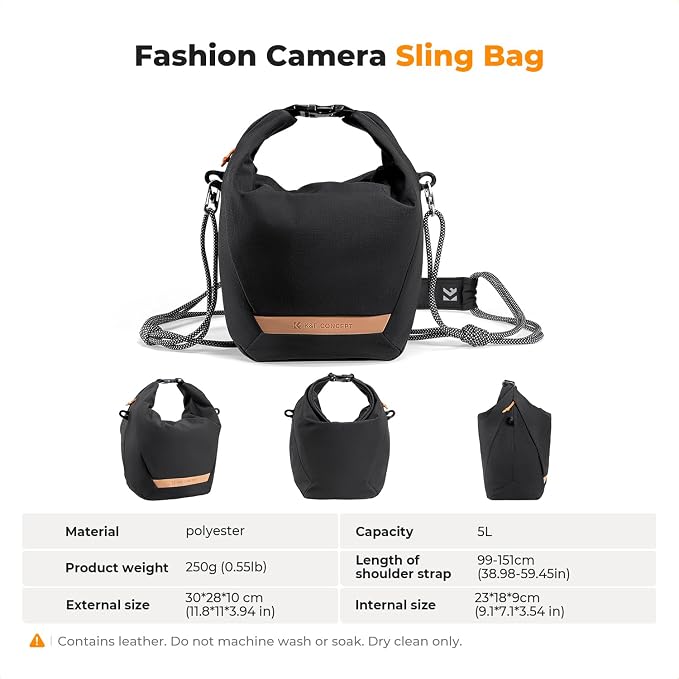 K&F CONCEPT Camera Sling Bag Small Camera Compact Case | Cute Soft Camera Pouch, Handbag, for Urban Street Photography, BS05 - Image 8