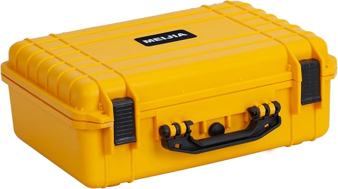 MEIJIA All Weather IP67 Waterproof Hard Camera Case,Hard Protective Case,Hard Case with Customizable Foam,Fit Use of Drones,Camera,Equipments,Pistols(Yellow,18.5 x14.06x6.93inches) by MEIJIA