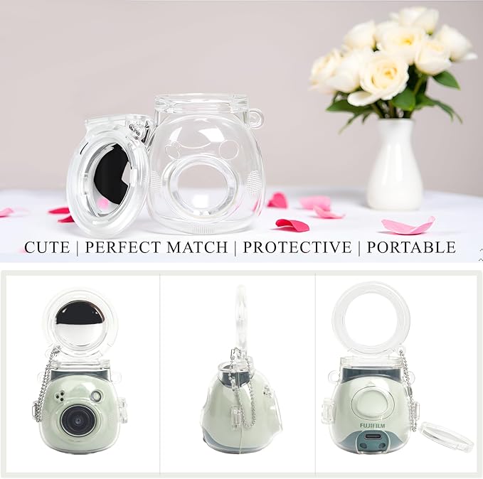 Protective Clear Case and Mini Tripod Kit Fits Fujifilm Instax PAL | for Instax Pal Hard Cover Camera Case with Selfie Mirror and White Stand Accessories Bundle - Image 3