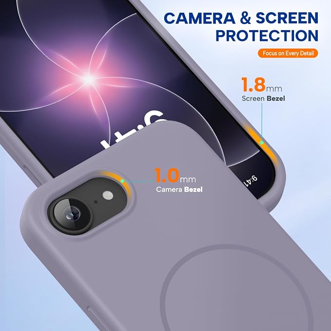 miracase Magnetic for iPhone 17e Case & iPhone 16e Case, [Soft Anti-Scratch Microfiber Lining], Compatible with MagSafe, Silicone Shockproof Protection Phone Case for iPhone 17e/16e, Lavender Gray - Image 5