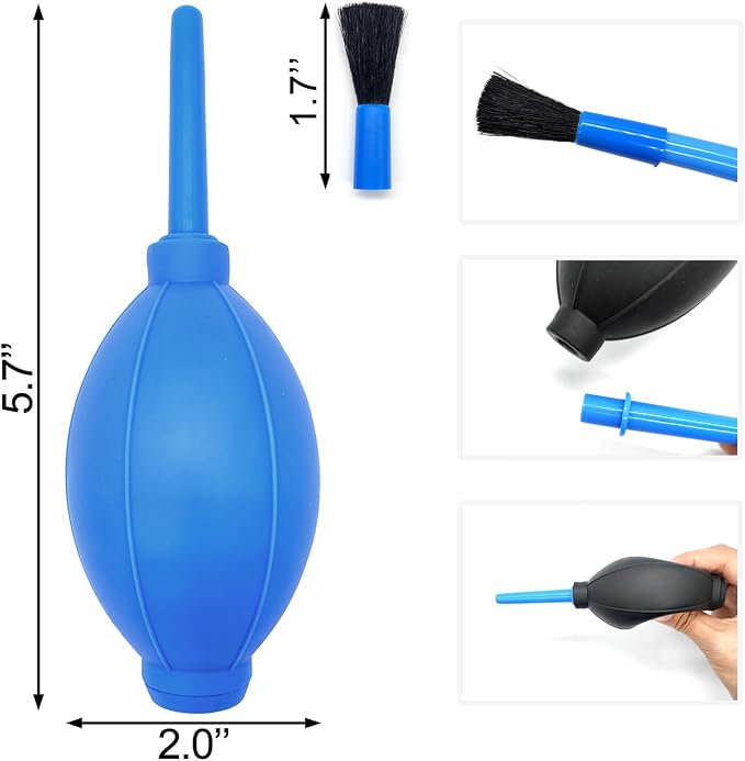 Medsuo 2 PCS Air Blowers with Soft Brush, Camera Air Bulb Duster Brush | Manual Rubber Air Blower Cleaner, Removes Dust/Debris, No Scratch, for Electronics, Camera Lens, Keyboard, Guitar, Succulent - Image 6