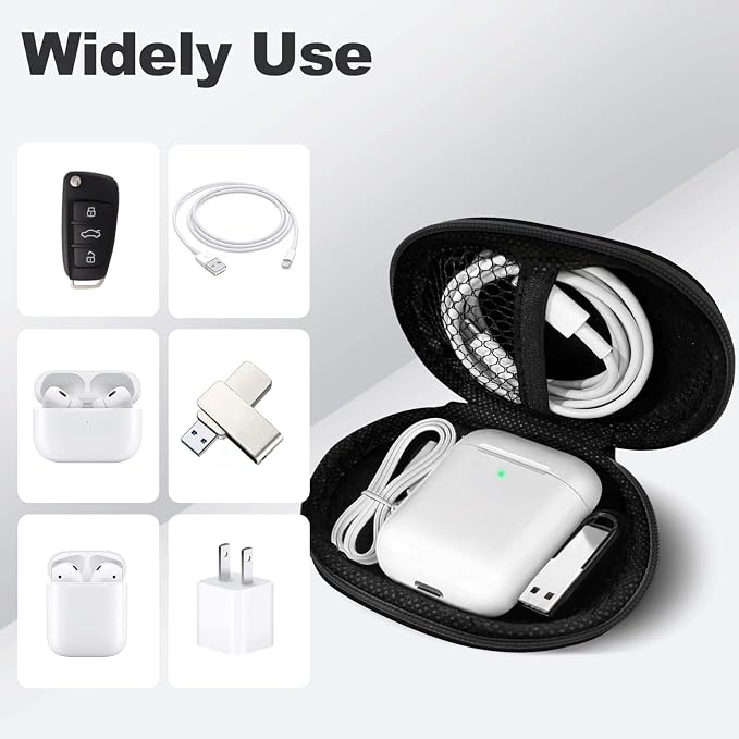 Oval Earbud Case Portable EVA Carrying Case Storage Bag Cell Phone Accessories Organizer with Carabiner for Earphone, Earbud, Earpieces, SD Memory Card, Camera Chips, Black1 - Image 3
