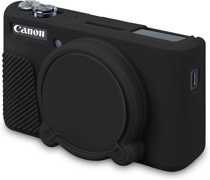 BOVKE Silicone Camera Case for Canon PowerShot SX740 / SX730 Digital Camera, SX740 HS Soft Protective Case Cover Rubber Camera Slim Fit Sleeve with Removable Lens Cover, Black by BOVKE