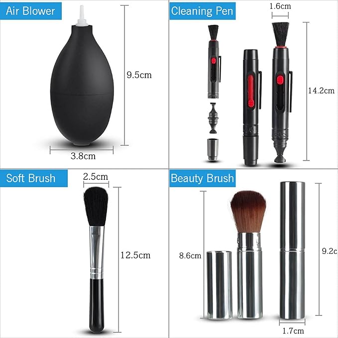 Professional Camera Cleaning Kit Lens Cleaning Kit with Air Blower Cleaning Pen Cleaning Cloth for Most Cameras, Mobile Phones, Laptops - Image 4