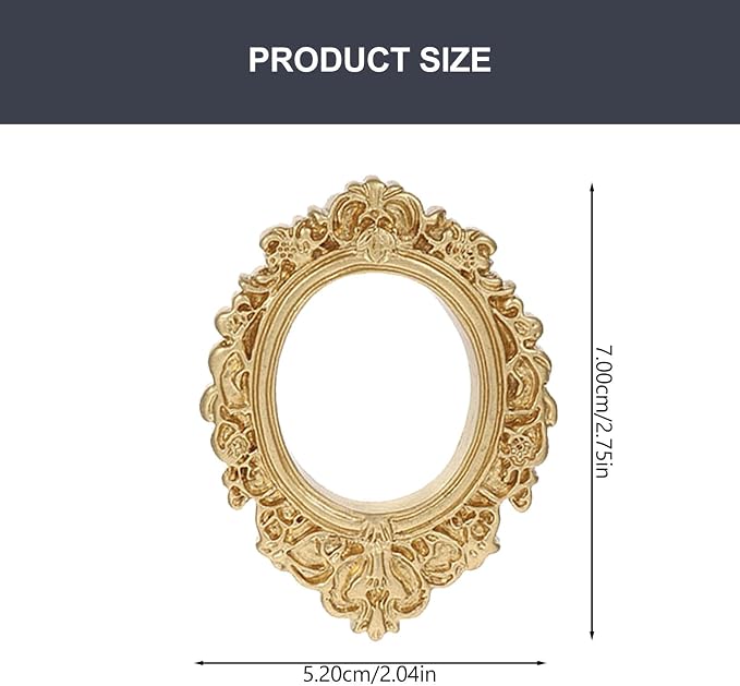 BESTOYARD 12Pcs Mini Picture Frames, Vintage Gold Resin Frames for Crafts | Baroque Oval Miniature Photo Frame Set, 2.75 x 2.04 Inch Tiny Decor for Phone Cases, Jewelry Making and Tabletop Displays - Image 8