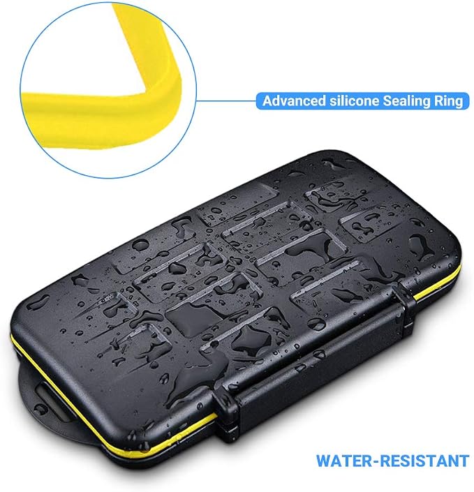 12 Slots SD Memory Card Case Storage, Water-Resistant Anti-Shock SD SDHC SDXC Card Holder Carrying Case with Carabiner - Image 3