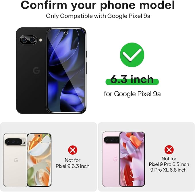 OMOTON 3+2 Pack for Google Pixel 9a Screen Protector 6.3 inch | 3 Pack Tempered Glass Screen Protector & 2 Pack Camera Lens Protector with Alignment Framework, Case Friendly - Image 2