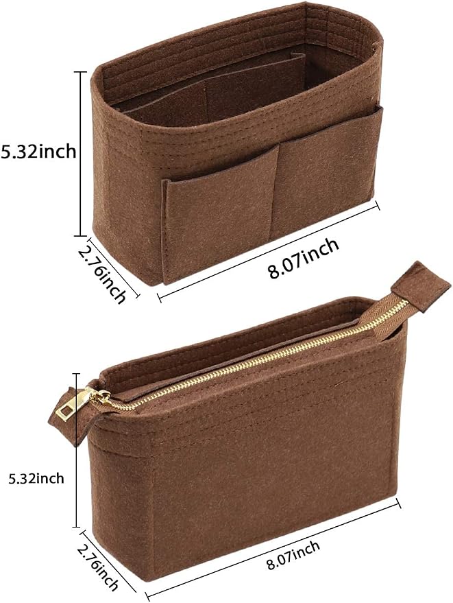 LEXSION Organizer,Bag Organizer,Insert purse organizer with 2 packs in one set fit NeoNoe Noé Series perfectly Brown - Image 6