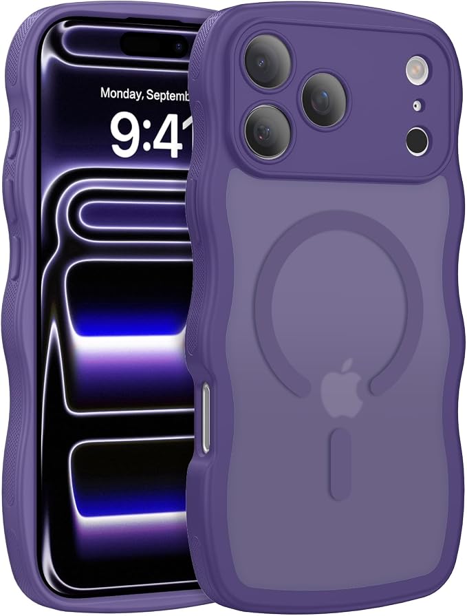 BENTOBEN Magnetic for iPhone 17 Pro Max Case, Cute Wavy [Full Camera Protection][Compatible with MagSafe] Matte Anti-Slip Bumper Women Men Boys Protective Cover for 17 ProMax 6.9",Deep Purple - Image 9