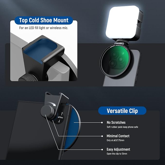 NEEWER 67mm Magnetic CPL Filter, Circular Polarizing Filter with Cold Shoe Phone Camera Lens Clip, Photography Accessories Compatible with iPhone 17 16 Android Samsung Galaxy S25 Ultra - Image 6