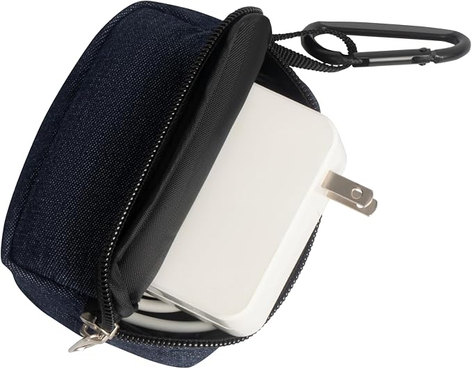 2 Pieces Mini Pouch with Carabiner,Pouches for Organization,Small Makeup Bag for Purse,Zipper Coin Pouch,Card Holder Wallet,Travel Storage Carrying Tech Bag for Small Electronic Accessories Blue - Image 3