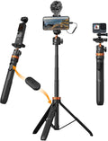 K&F CONCEPT 62'' Phone Selfie Stick Tripod | 360° Ball Head Camera Tripod with Remote, 2-in-1 Phone Holder Compatible with DJI Osmo Pocket 4/3 Insta360 Luna Ultra. MS08 by KFCONCEPT