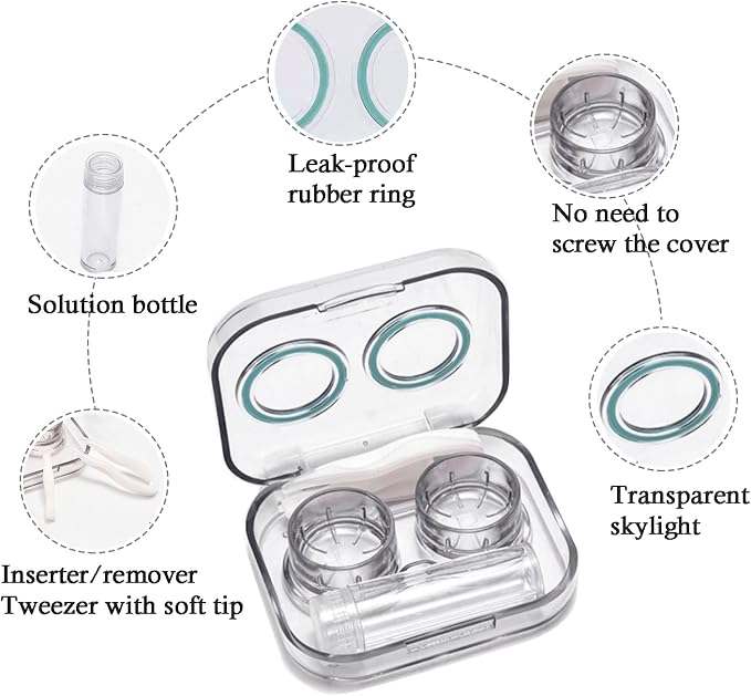 Contact Lens Case, Travel Size Flip Top Cute Contact Lenses Applicator Remover Tool Kit with Solution Bottle for Daily Outdoor (4 Pack) - Image 2