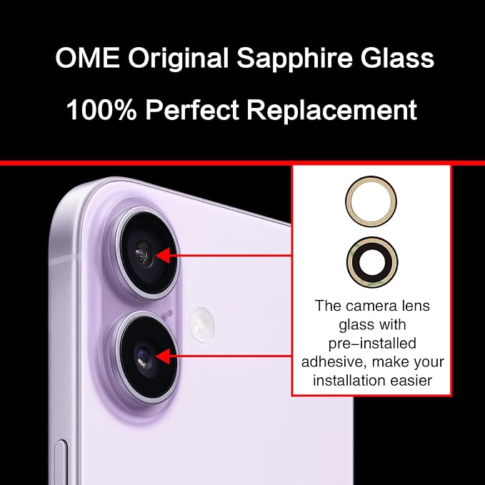 for ASDAWN Back Rear Camera Lens Glass Replacement for iPhone 17 6.3 inch with Pre-Installed Adhesive, Back Lens Glass with Installation Manual + Repair Tool Set - Image 4