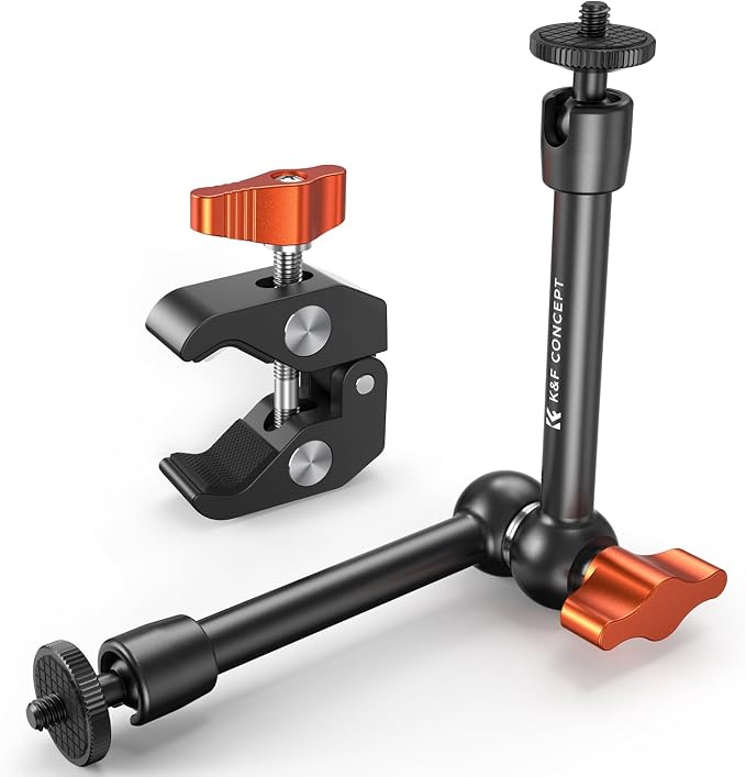 K&F CONCEPT 9.8" Magic Arm Clamp Kit with 1/4" & 3/8" Thread Screw | 360° Ball Heads Camera Mount for Monitor, Flash, LED Light, Microphone, Camera Cage, Action Camera, MS32 by KFCONCEPT