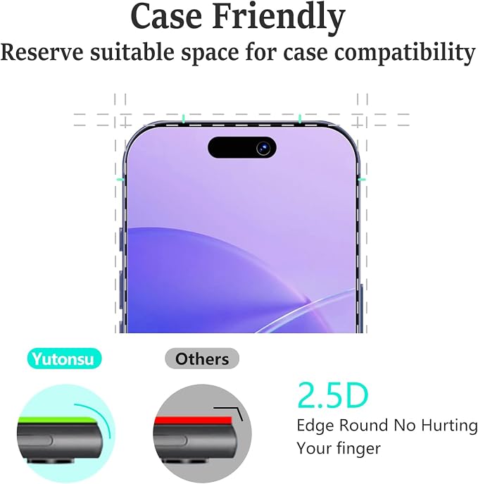 2 Pack Tempered Glass Screen Protector for iPhone 15 Pro 6.1-Inch | with Camera Lens Protector, Anti-Spy Tempered Glass Film, Easy Installation, 9H Hardness, Case Friendly - Image 6