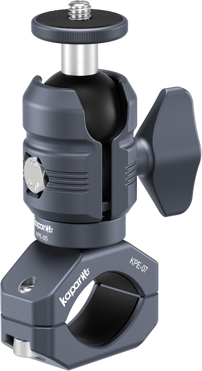 Sport Camera Holder Kit, 25mm Ball Head with 1/4" Screw, 360° Rotatable Bracket for DSLR/Action Cameras, Fits 22-32mm Handlebar Camera Mount, for Vlogging, Motorcycle (KCB-8) - Image 7