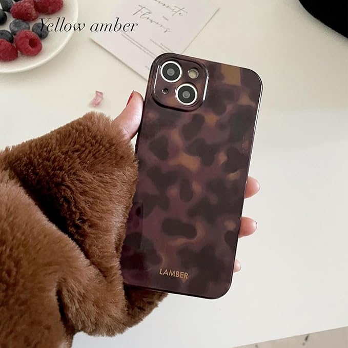 Cute Phone Case for iPhone 13 Pro Case Cheetah Leopard Print | Amber Tortoiseshell Pattern,Full Camera Protective,Slim Shockproof TPU,Aesthetic Girly Glossy Cover for Women Men-Brown - Image 4