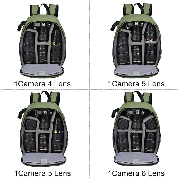 CADeN Camera Backpack Bag Professional for DSLR/SLR Mirrorless Camera Waterproof, Camera Case Compatible for Sony Canon Nikon Camera and Lens Tripod Accessories Green - Image 4