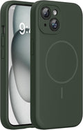 Miracase Silicone & Magnetic for iPhone 15 Case, Dark Green | Compatible with MagSafe, Soft Microfiber Lining, Premium Silicone Cover Shockproof Drop Protection Phone Case for 15 by Miracase