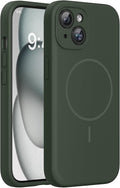 Miracase Silicone & Magnetic for iPhone 15 Plus Case, Dark Green | Compatible with MagSafe, Soft Microfiber Lining, Liquid Silicone Case Shockproof Drop Protection Phone Case for 15 Plus by Miracase