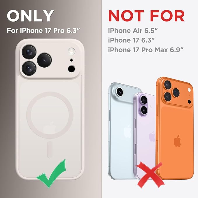 CAPRARO for iPhone 17 Pro Case, Compatible with MagSafe Stone | Upgraded [Full Camera Protection] Protective Translucent Matte Women Girl Magnetic Phone Case Cover, Stone - Image 2