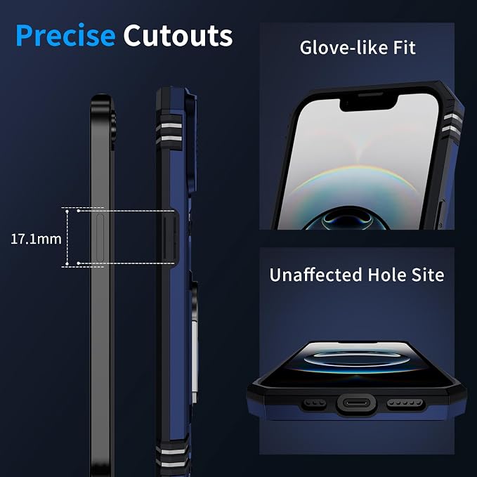 for iPhone 17e Case & iPhone 16e Case with 2X HD Screen Protector & Slide Camera Cover & Rotated Ring Kickstand, Rugged Heavy Duty Protective Phone Case for iPhone 17e/16e 6.1 inch, Blue - Image 7