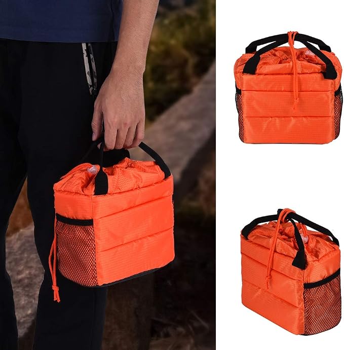 Acouto Camera Bag Only Polyester Insert Partition Camera Hand Bag Shockproof Padded Divider Cover Case for DSLR Camera Partition Bag (Orange) - Image 3