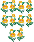 5 Pairs Floral Iron on Applique Flower with Green Vine Embroidered Patch for Collar Dress Accent Shoes Jeans Sewing Accessories Embellishment (Yellow) by MSCFTFB