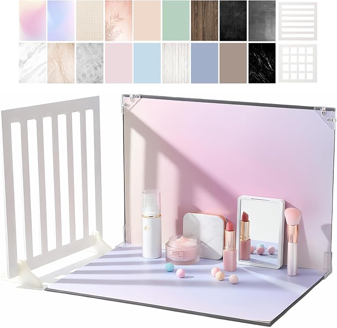 Product Photography Backdrops, 9Pcs 18Patterns Photo Backdrop Board | Double-Sided Photo Background for Food, Jewelry, Beauty, Crafts, for Small Business, UGC Content Creators, 16x11.5in by Unknown