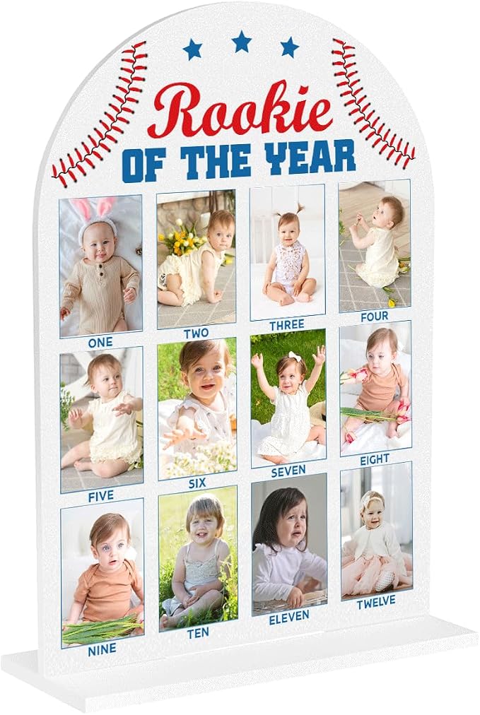 My First Year Photo Board Baby Milestone Signs One Year of Baby Photo Board, Best Babies Keepsake 10x14 Inches Acrylic Sign Decor Fits 2" x 3" Photo A18 by WelcometoMgfyfghj