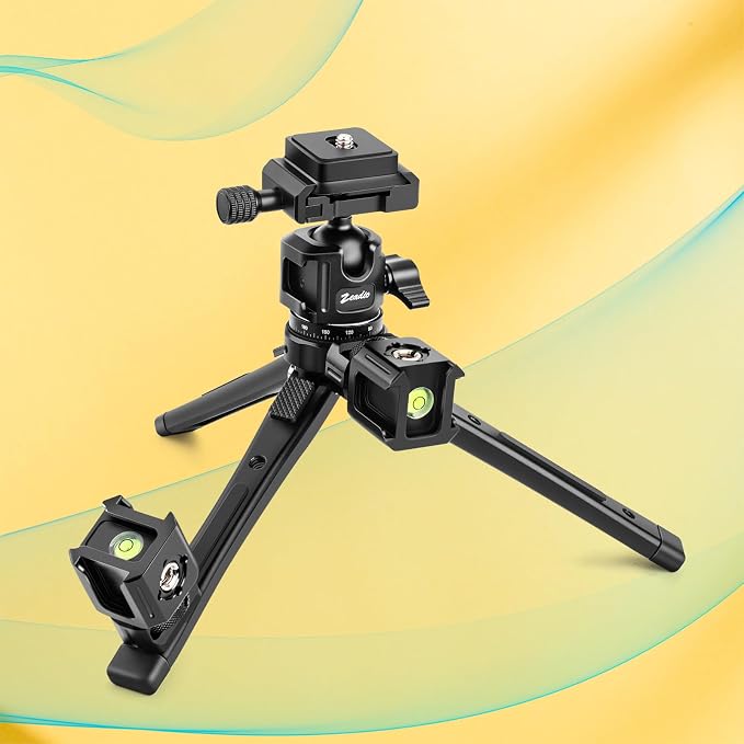 Zeadio Universal Camera Mount with 1/4"-20 Screw, Hot Shoe Adapter, 3/8" Threaded Holes with to 1/4"-20 Threaded Adapter, Light Shoe & Bubble Level for Monitor and Light Mounts etc - Image 5