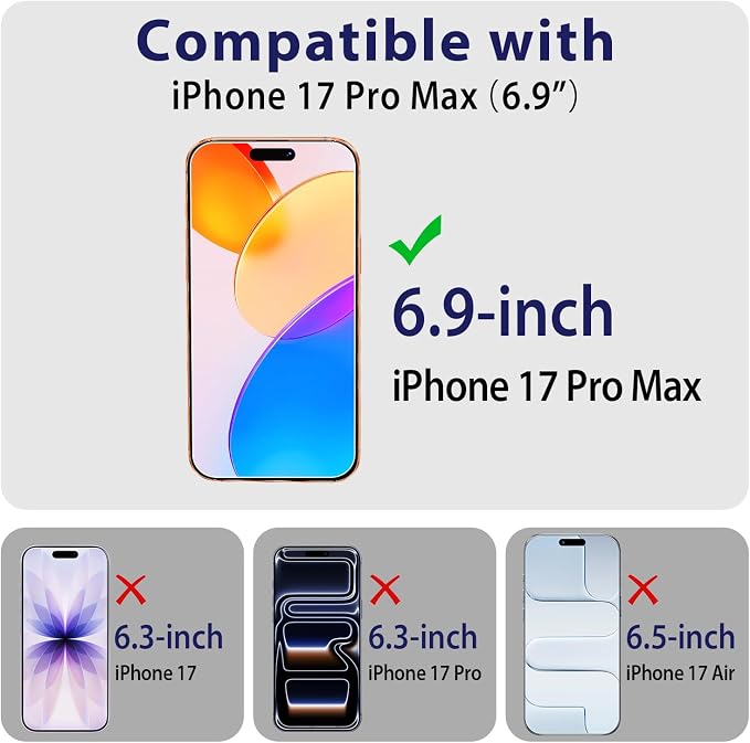 2 Pack Tempered Glass Screen Protector for iPhone 17 Pro Max | with 2 Pack Camera Lens Protector, Anti Scratch, Bubble Free, Case Friendly - Image 2