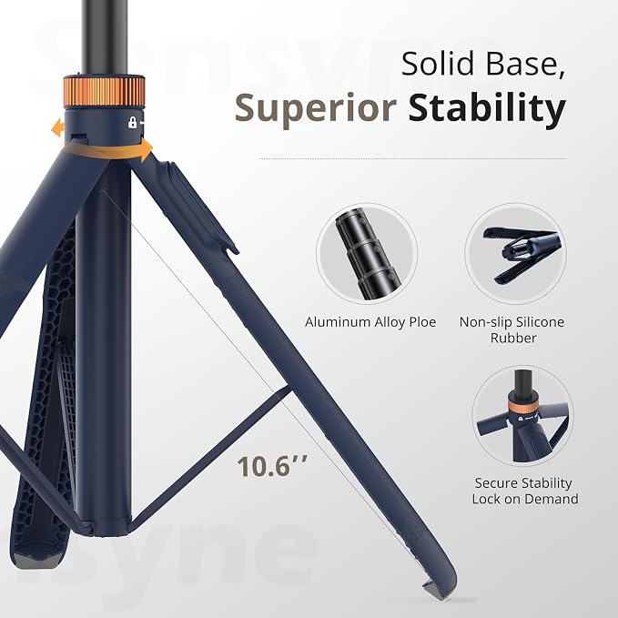 Sensyne 72" Phone Tripod, Extendable Selfie Stick with Detachable Phone Holder Compatible with All Cell Phones/Camera Blue - Image 6