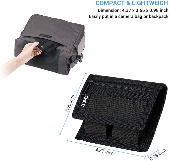 JJC DSLR Battery and Memory Card Holder Pouch (3 Pockets) - Camera SD CF XQD Card Storage Case for AA, LP-E6, LP-E10, LP-E12, LP-E17, EN-EL14, EN-EL15, NP-FW50, NP-F550, NP-FZ100 Batteries - Image 6