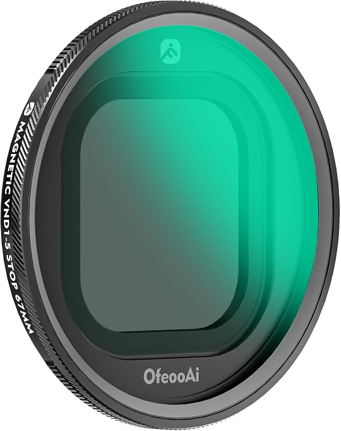 Magnetic 67mm Variable ND Filter (1–5 Stop) for iPhone, Compatible with iPhone 17 Pro/Pro Max, Adjustable ND Lens for Video,Perfect for Maintaining Cinematic Shutter Speed in Changing Light. by OfeooAi