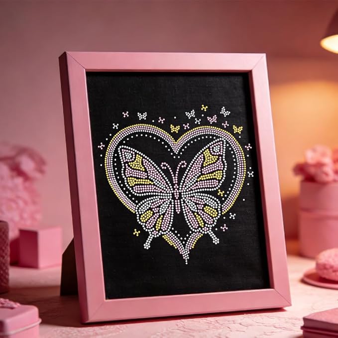 1 Pc Butterfly Heart Iron on Rhinestones Transfer, Pink Hotfix Iron on Patch Transfer Decals Crystal Heat Transfer Clothing Repair Decor for T-Shirt Jeans Jacket Party Decor - Image 7