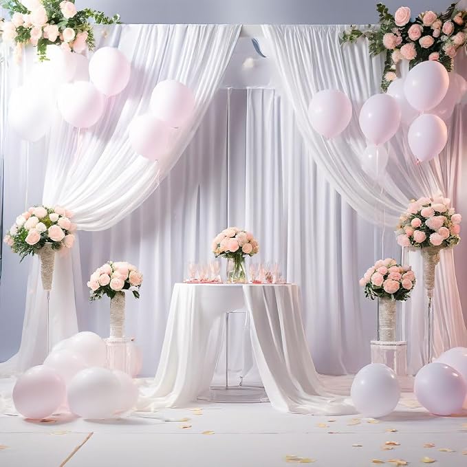 NSSONBEN 10x10 ft Wrinkle Free White Backdrop Curtains for Parties, Polyester Photo Backdrop Drapes 2 Panels 5x10ft for Wedding Birthday Party Photography Background Indoor Outdoor - Image 9