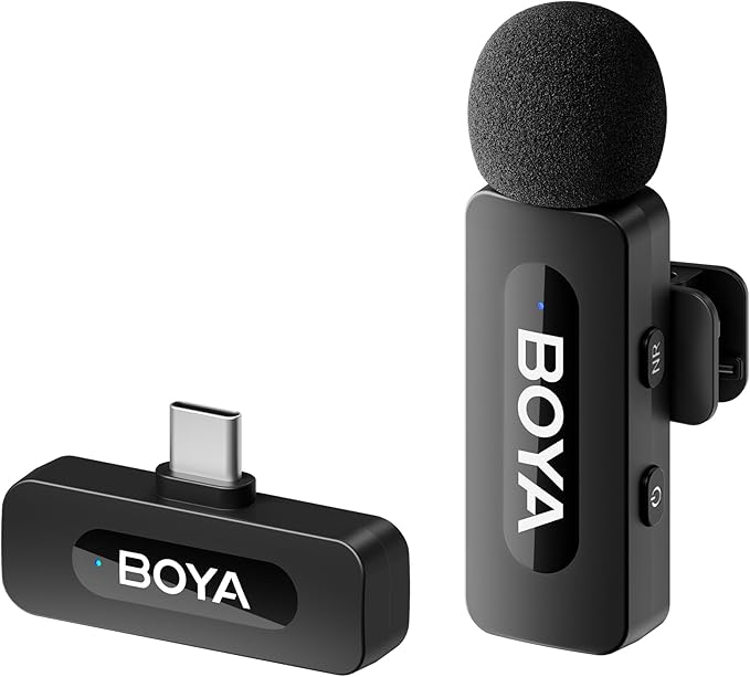 BOYA BY-V10 USB-C Wireless Lavalier Microphone for iPhone16/15 Android, Type-C Smartphone Laptop, Noise Canceling, Mini Clip-on Microphone for YouTube, Podcast, Facebook, TikTok Vlogging Recordings by BOYA